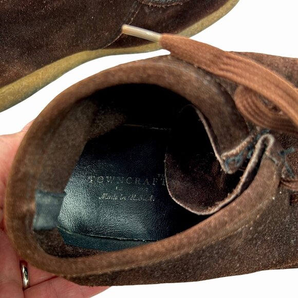 VINTAGE 70'S TOWNCRAFT DK BROWN SUEDE MEN'S LACE UP GUM SOLE CHUKKA BOOTS 7.5 - Picture 7 of 7